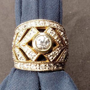 925 Sterling Silver White Sapphire Vermeil Coated Ring